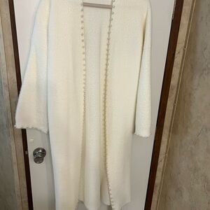 Chicwish White Cardigan Sweater with Vertical Knit Pattern